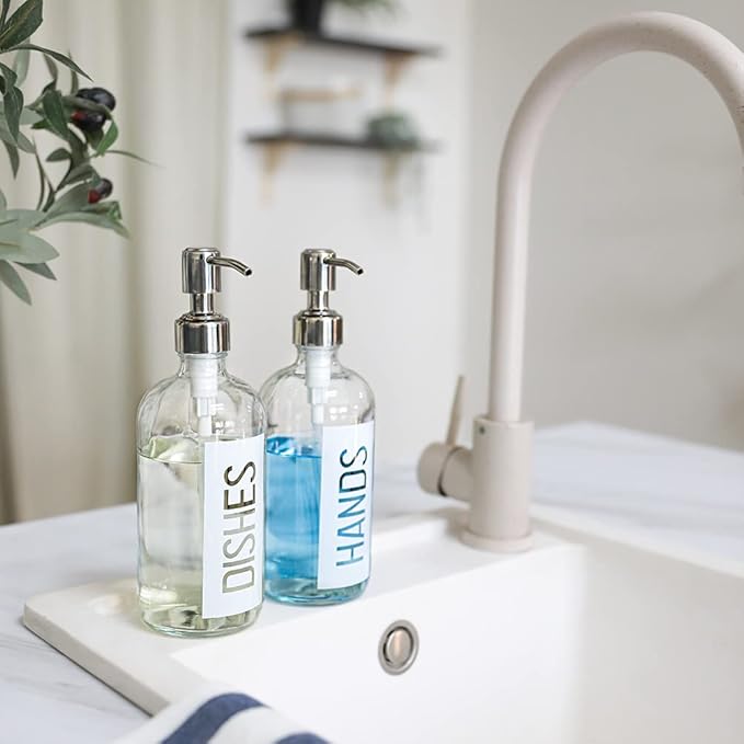 JASAI 2Pack 18OZ Glass Soap Dispenser