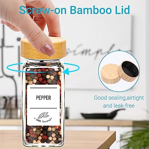 4 oz Glass Spice Jars with Bamboo Lids,16 Pack Spice Bottles