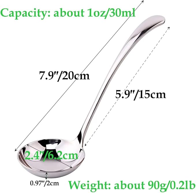 Small Ladle, Gravy Ladle, 7.9 Inch Sauce Ladles, 18/10 Stainless Steel Small
