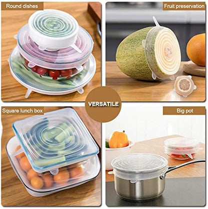 LELE LIFE 4 Pack Same Size Silicone Stretch Lids, Thicker Reusable Sturdy