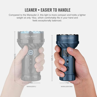 OLIGHT Marauder Mini 7,000 Lumens Bright Flashlight with 600 Meters Beam Distance, Powerful RGB Lights, Magnetic Rechargeable for Outdoors Work, Hunting, and Searching(Midnight Blue)
