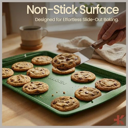 Green Marble 10-Piece Bakeware Sets, Nonstick Carbon Steel Baking Sheet & Pans, Stackable Space-Saving Bakeware, Dishwasher Safe, Stain-resistant, PFOAPFOSPTFE Free, Oven Safe Up To 450°F (230°C)