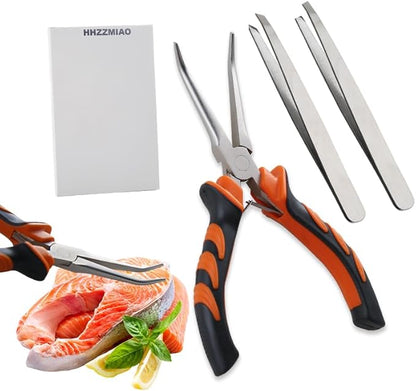Fish Bone Pliers Tweezers 3pcs Fish Deboning Tools for All Kind of Fish Stainless Steel (3pcs)