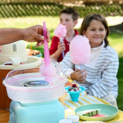 Nostalgia Classic Countertop Cotton Candy Machine, Manual, Retro Vintage Candy Maker Includes 2 Reusable Cones & Scoop, Aqua