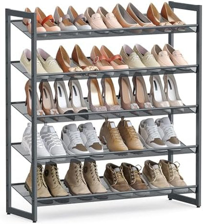 SONGMICS Metal Shoe Rack, 5-Tier Shoe Orgainzer, Holds 20-25 Pairs