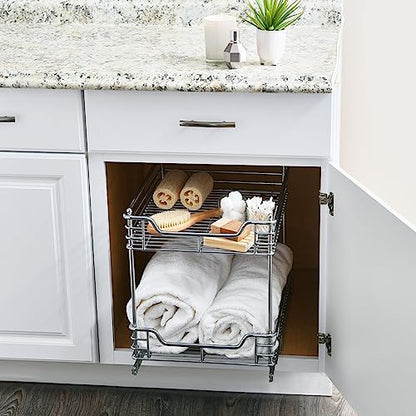 Household Essentials Chromed Steel 2-Tier Artisan Pull-Out Organizer