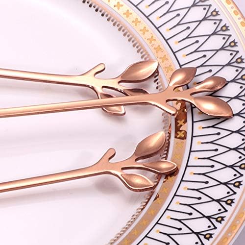 AnSaw Elegant Rose Gold Leaf Coffee Spoons