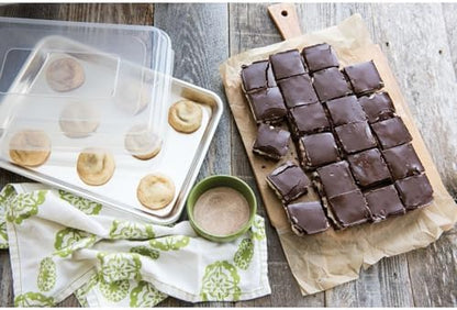 Nordic Ware Naturals Quarter Sheet, 9x13 and Lid Baking Set- USA Made Aluminum Commercial Quality Sheet Pans for Baking or Roasting, Encapsulated Galvanized Steel Rim Prevents Warping, 3pc Baker's Set