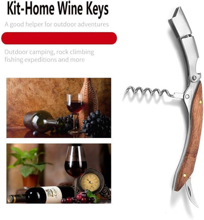Professional Waiter Corkscrew Wine Key for Bartenders Set of 3,With Long Rosewood Handle Stainless Steel Handle Wine Opener for Bar Restaurant Waiters, Sommelier, Bartend (Long Rose Wood 3 Packs)