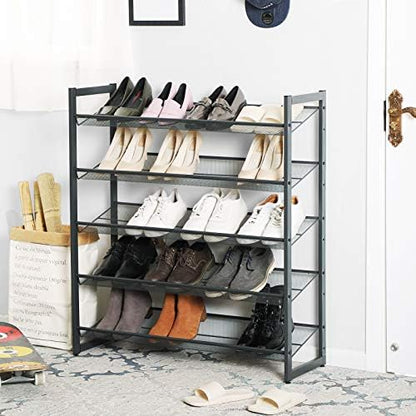 SONGMICS Metal Shoe Rack, 5-Tier Shoe Orgainzer, Holds 20-25 Pairs