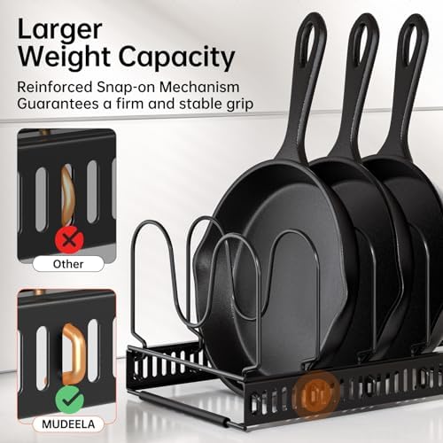 MUDEELA Expandable Pot Pan Lid Organizers inside Cabinet, 10 Divider 2-Pack