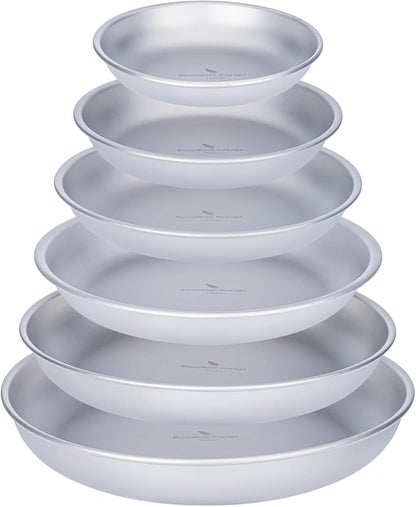 Boundless Voyage Titanium Camping Plate Dishes Saucer Lightweight Round Dinnerware Set Stackable Serving Plates Pasta Plates Travel Outdoor Home Kitchen Tableware Set Ti1141T