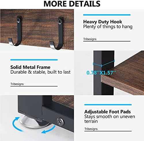 Tribesigns Industrial [Shoe] [Rack] [Bench] with Coat [Rack] Set with Hall Tree, 3 Storage Cubbies, 7 Hooks for Entryway, Hallway, 5-in-1Design, Rustic Brown