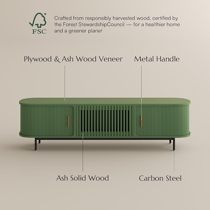 POVISON Fully-Assembled Modern Green TV Stand