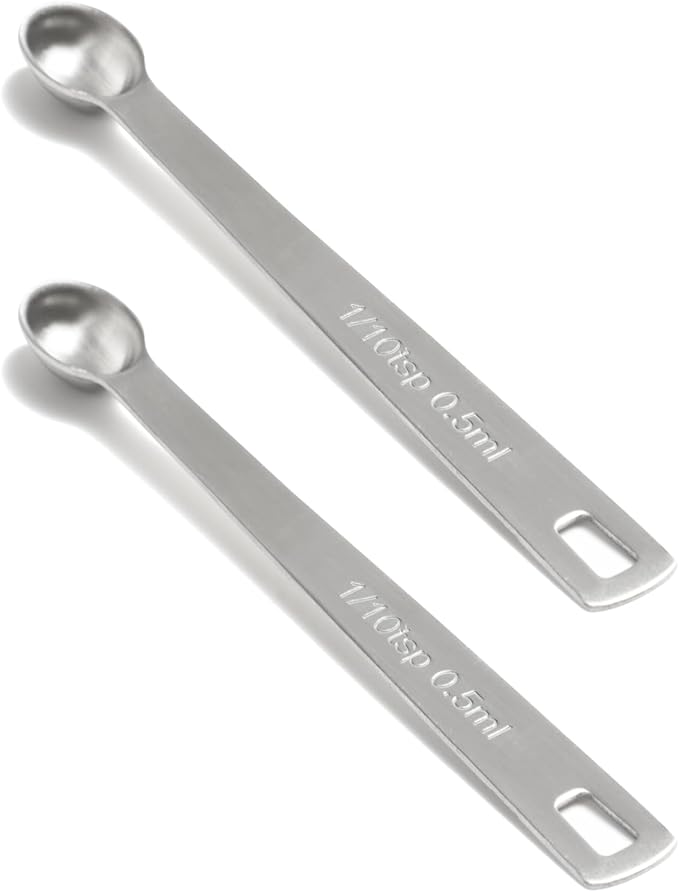 2PCS 1/10 Teaspoon Single Tiny Measuring Spoon, Small Individual Stainless