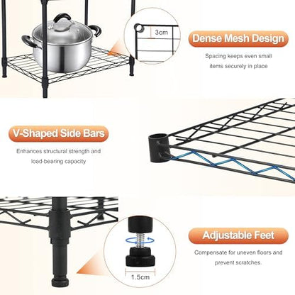 Whitmor 3 Tier Storage Shelves, Heavy Duty Metal Shelving, 400 lbs Capacity per Shelf, 1200 lbs Total, Easy Assembly for Kitchen, Garage, Plant, 18" L x 12" W x 26.4" H, Black