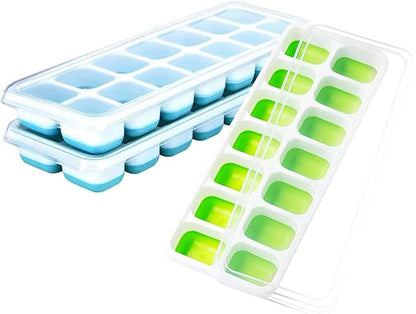Ice Cube Trays 3 Pack, Silicone Easy-Release and Flexible 14-Ice Trays