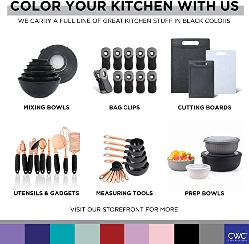 COOK WITH COLOR Bamboo Kitchen Utensil Set with Drawer Organizer | Cooking Tools and Storage Caddy, Black, 18 Piece Gadget Set