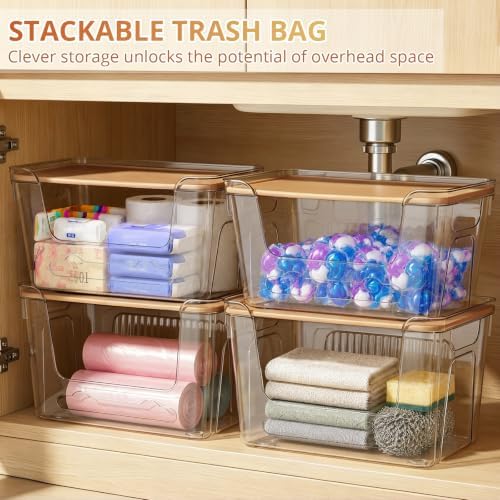 CANTAMI Plastic Trash Bag Dispenser with Lids, Stackable, 4Pack, 4XL