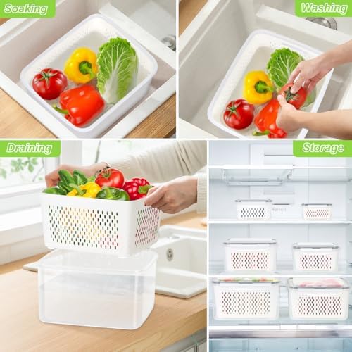 12 Pieces Fruit Storage Containers For Fridge with Removable Colanders