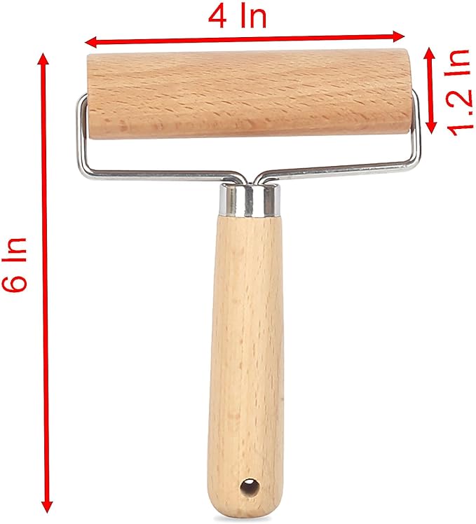 Roller Rolling Pin, 4 Inch Wood Rolling Pin