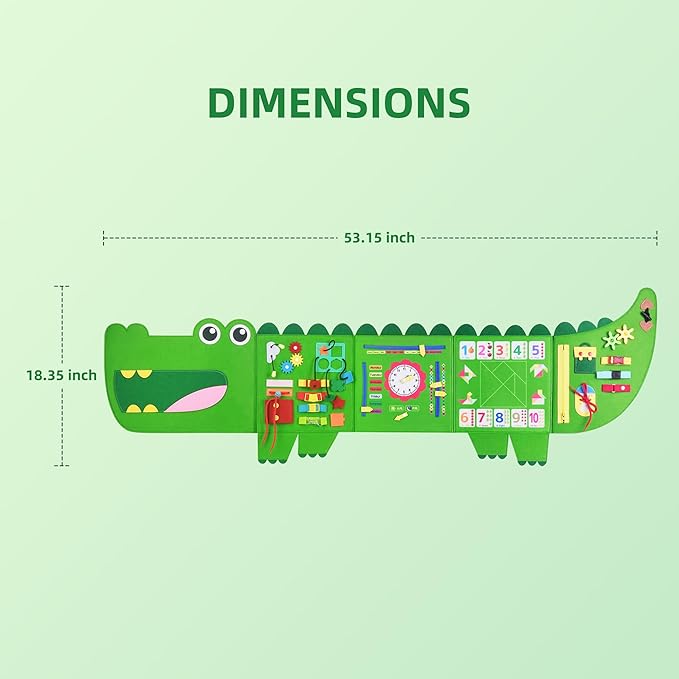Crocodile Montessori Busy Board Toddler Busy Board, Foldable Montessoris Toys for 3+ Years Old, Activities Sensory Toys for Toddler Wall Panel