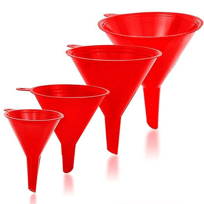 Funnel for Kitchen Use – Red Set in 4 Sizes | Durable, Non-Toxic Food Grade