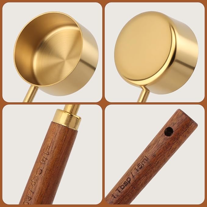 8Pcs Gold Measuring Cups and Spoons Set