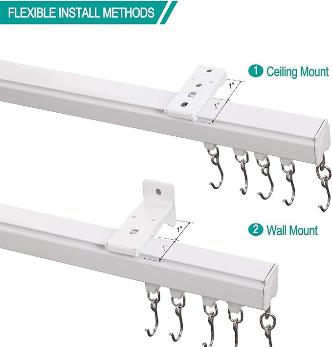 ChadMade Aluminum Ceiling Curtain Track Set - 12ft Adjustable Length