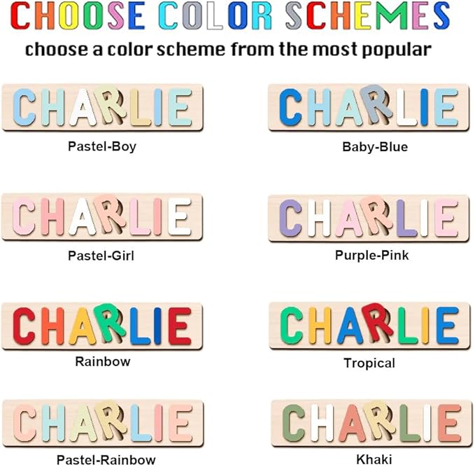 Custom Name Puzzle for Kids Personalized Wooden Animal Puzzles for Toddlers 1-3 Engraved Text on Back, Personalized Baby Gifts Educational Toys for 1 Year Old Girl Gifts for Birthday Baptism