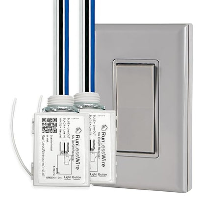 RunLessWire 2 Fixture Battery-Free DIY Kinetic Wireless Light Switch Kit 150ft