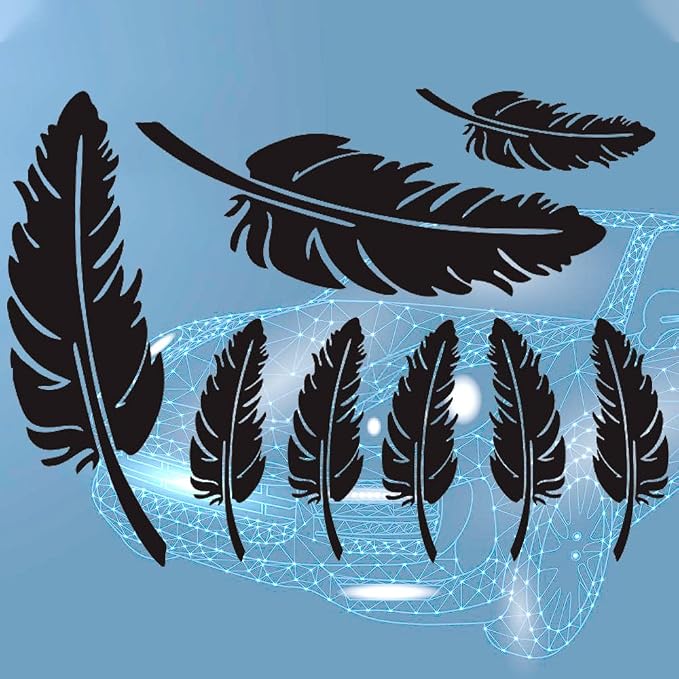 Ouliget Car Stickers Feathers Cover Scratches,Scratch Repair Decoration Vinyl Decals,Car Decoration Mirror Sticker Laptop Wall Decal,Black