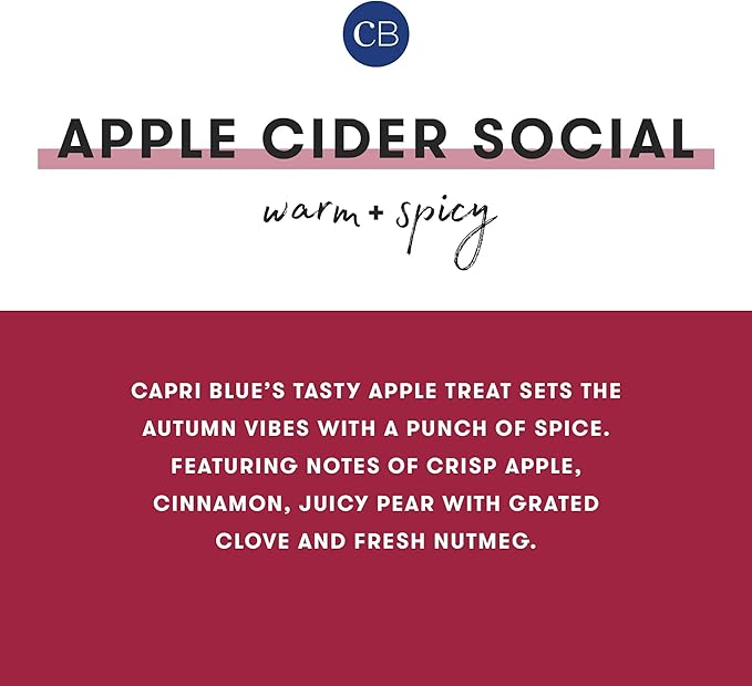 Capri Blue Glimmer Mini Tin - Apple Scented Candle with Mini Candle Holder - Soy Wax Blend - Capri Blue Apple Cider Social Red and Gold (3 oz)