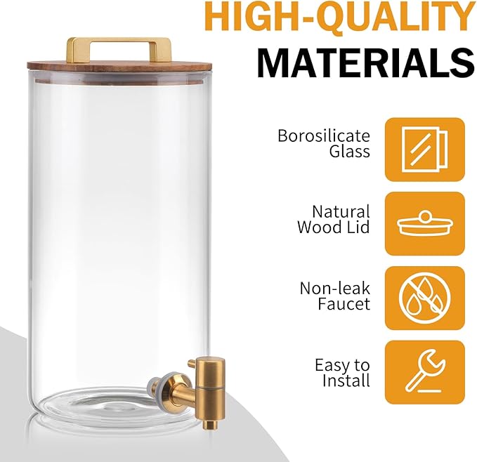 2 PCS 1.5 Gallon Glass Drink Dispenser, Beverage Dispenser