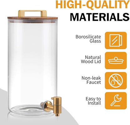 2 PCS 1.5 Gallon Glass Drink Dispenser, Beverage Dispenser
