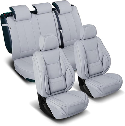 Coverland Custom Fit Car Seat Covers for SUV Compatible with [Lexus RX 300, RX 330, RX 350] Premium Car Seat Cover Water Resistant Leather Non-Slip Interior Protector [Full Set Gray - Size Chart X91]