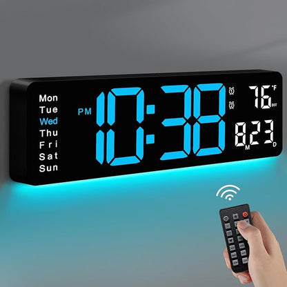 MASHI Digital Wall Clock, Auto-Dimming Wall Clock