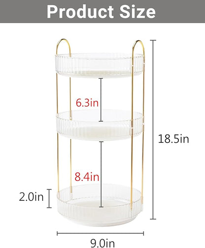 Asayuee 360 Rotating Makeup Organizer, 3 Tier Large Capacity Make Up Organizers