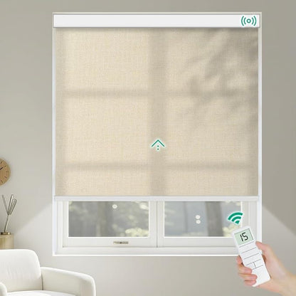 Kilonity Motorized Roller Shades, Light Filtering Remote Control Custom Window