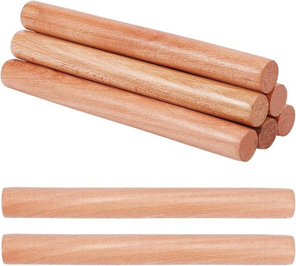 OLYCRAFT 8pcs Wood Rolling Pins 10 inch Clay Rolling Pins 1.1 inch Diameter