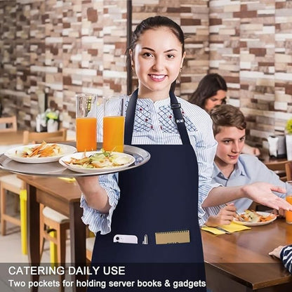 Jubatus 4 Pack Bib Aprons with 2 Pockets Cooking Chef Kitchen Apron