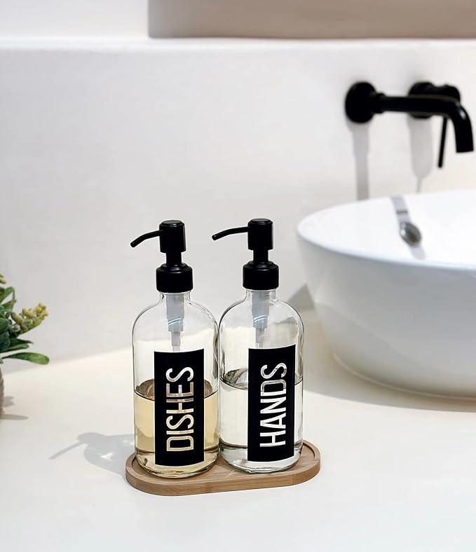 JASAI 2Pack 18OZ Glass Soap Dispenser, Kitchen Dispenser