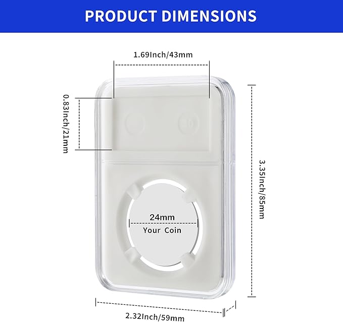 10-Pack Silver Dollar Coin Holder, 24mm Collection Coin Holder, Clear Acrylic Coin Slab Protectors and Display Case for Morgan, Peace, IKE Silver Coin, Four-Point Fixation Coin Capsules