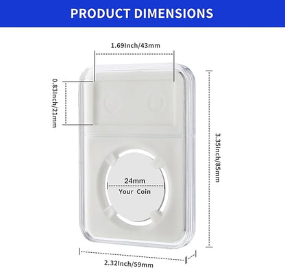 10-Pack Silver Dollar Coin Holder, 24mm Collection Coin Holder, Clear Acrylic Coin Slab Protectors and Display Case for Morgan, Peace, IKE Silver Coin, Four-Point Fixation Coin Capsules