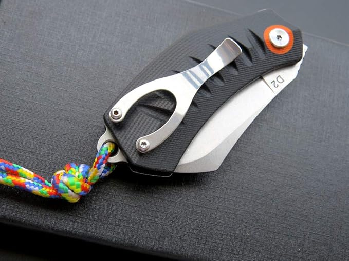 Eafengrow EF85 Folding Knife with Clip Stone Wash D2 Steel Blade G10 Handle Pocket Knife Ball Bearing Flipper Outdoor Camping Survival EDC Tool Knives(black)