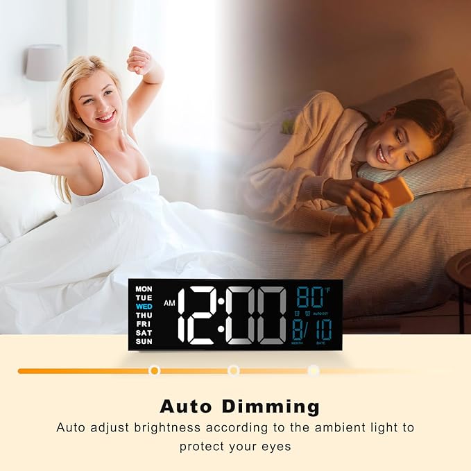 JALL 16" Large Digital Wall Mount Clock, Count Down Timer, Big LED, RGB Color