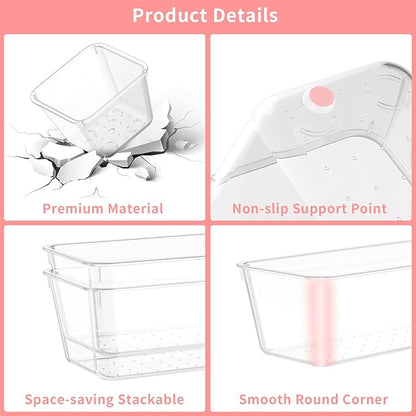 25 PCS Plastic Drawer Organizer Set, 4-size Clear Bathroom and Vanity Desk