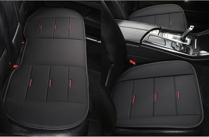 West Llama Bottom Seat Covers, Include 1 Pair Front Seat Protector and 1 Rear Seat Cover, Universal PU Leather Seat Covers for 90% Cars (Black)