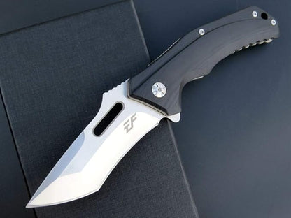 Eafengrow EF908 Pocket Knife Sanding Finished D2 Steel Blade G10 Handle Pocket Clip and Liner Lock with Titanium Coating Tactical Camping Survival Tool Knives (BLACK)