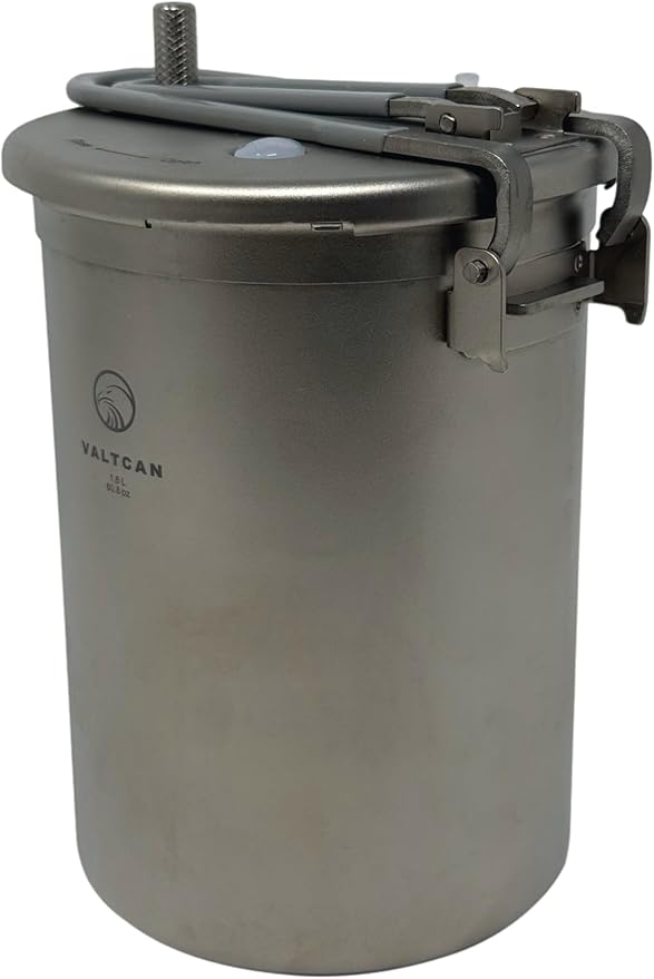 Valtcan 1800ml Titanium Pressure Rice Cooker Pot with Locking Lid | Lightweight Camping & Backpacking Cookware | Pure Titanium Bento Lunch Box | Rapid, Easy Rice & One-Pot Meals